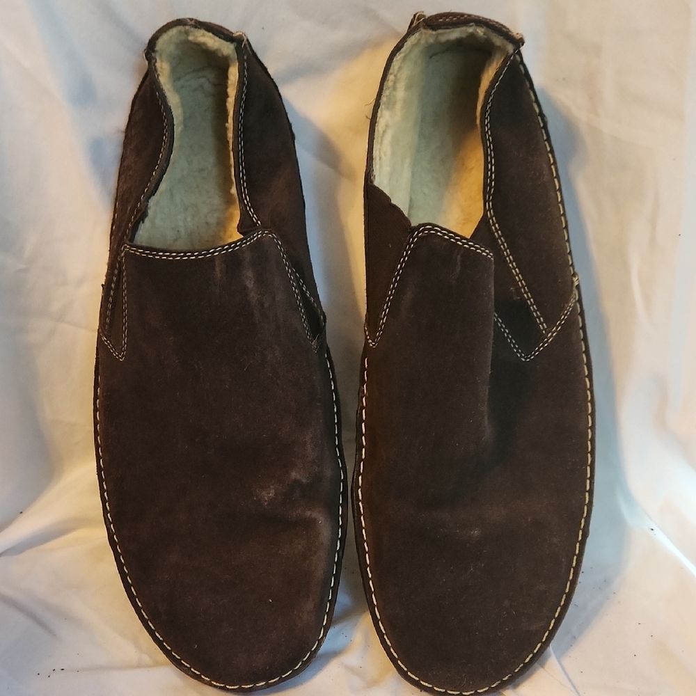 Cole Haan Men Suede Slip On Shoe With Tread Shearing Leather Brown Size 12